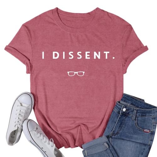 VQD RBG Tshirts for Women Human Rights Equality Shirts I Dissent Tee Tops Pink