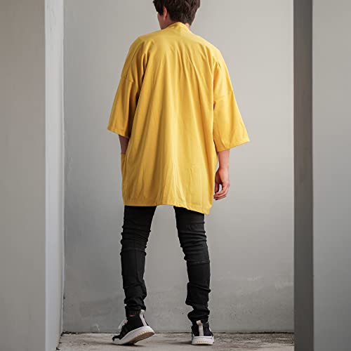 Image of Men's Long Oversized Kimono Cardigan Noragi Japan Jacket Haori Man Yukata Coat
