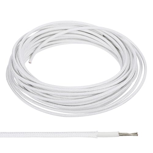 PATIKIL 26.3Ft 13AWG Electronic Wire, -30 to 200 Degrees Celsius Insulated High Temperature Resistant Electrical Flexible Silicone Cable for Lamp Boiler Heater, White