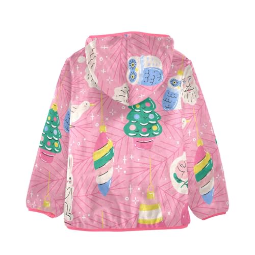 OTVEE Vintage Christmas Tree on Pink Kids Hoodie Jacket Fall Spring Full Zip Warm Outwear Coat2