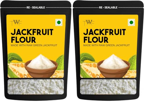 Image of TWF Raw Jackfruit Flour | 200g | 100% Naturally Processed Kathal Atta | Fine Ground | Helps Control Blood Sugar | Gluten-Free | Zero Bitterness | No Preservatives (Pack of 2)