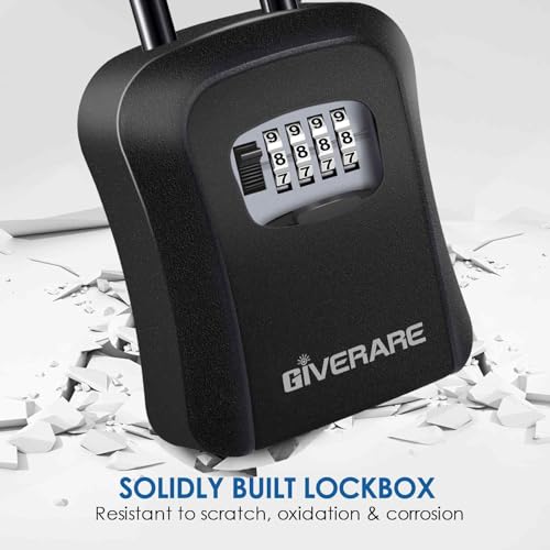 2 Pack Key Lock Box, 4 Digits Combination Lockbox, Wall Mount & Portable Alloy Metal Waterproof Outdoor Resettable Key Hider for House, Apartment, Realtors Spare Keys Safe Storage-Black - Image 5