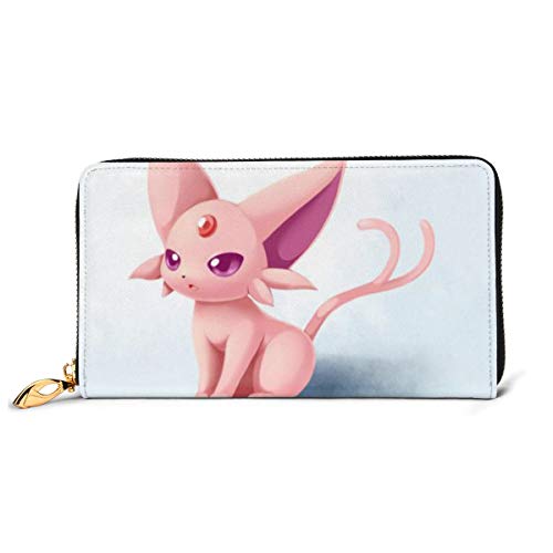 Preisvergleich Produktbild Espeon Eevee Geldbörse, RFID-blockierend, Echtleder, mit Reißverschluss, Kartenhalter