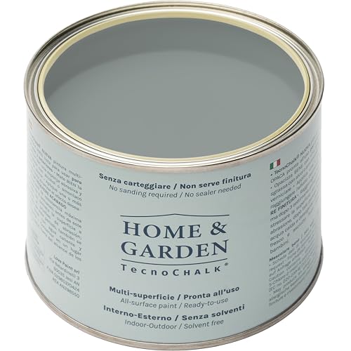 TecnoChalk Home & Garden Pintura a la tiza extrafuerte, no requiere barniz, repintar sin lijar para casa y jardín, pintura todo en uno, sin disolventes, color gris ventana RAL 7040 (500 ml)
