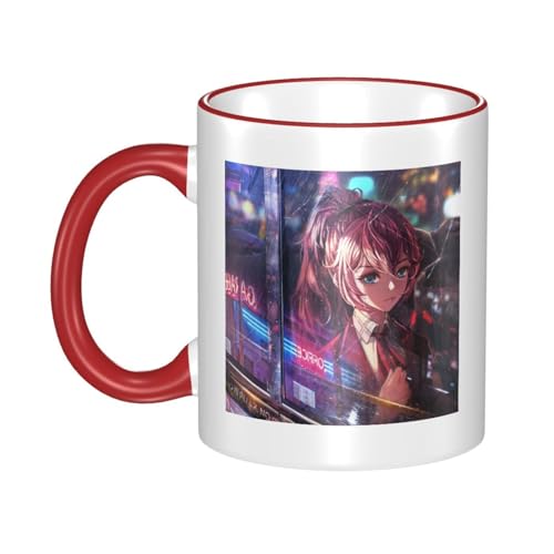 マグカップ コーヒーカップ アニメ 雨 バス 女の子 耐熱カップ カップルカップ ペン立て 両面プリント 箱付き 直飲み 陶器 おしゃれ 大容量 330ml 誕生日 プレゼント