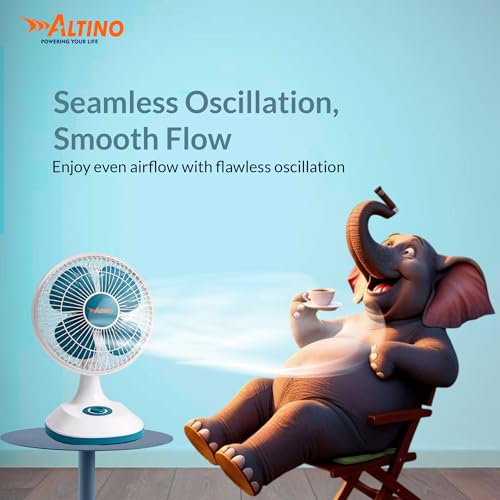 Image of Altino Premuim Powerful Oscillation Table Fan for Home & Office| High Air Delivery| Anti-Dust Decorative Star Rated Table Fan | 3 Speeds | Easy to Clean, 1 Yr Warranty (Green, 12 Inch)