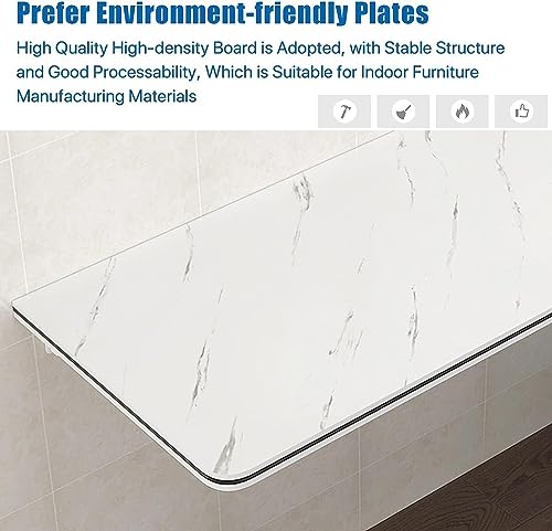 Table pliante murale marbre blanc gain de place petit espace bureau rabattable