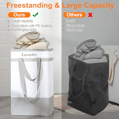 FairyHaus Laundry Basket 78L, 2Pack Laundry Hamper with Easy Carry Handles, Collapsible Laundry Baskets Hampers for Bathroom Clothes Storage Grey - image 8