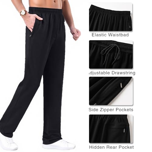 Mens Casual Pants with Zipper Pockets Sweatpants Athletic Men's Relaxed Fit for Running Workout Gym2