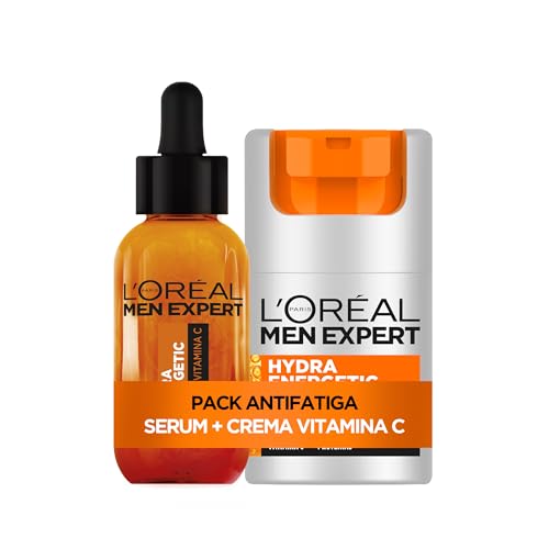 L'Oréal Men Expert Hydra Energetic Serum con Vitamina C y Crema Hidratante Anti-Fatiga