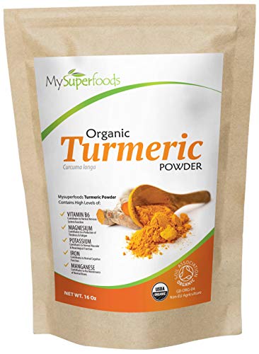 Polvo Orgánico de Cúrcuma (500g), MySuperFoods, Alta concentración de Vitamina C, Calcio, Magnesio, Potasio