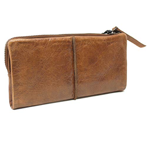 Latico Women’s Andi Leather Wallet Handcrafted Zippered Lady Clutch - Phones, Bills, IDs, Card Holder & Organizer; Classic Purse Features Dual Magnetic Snaps, Rear Zippered Pocket - Cognac