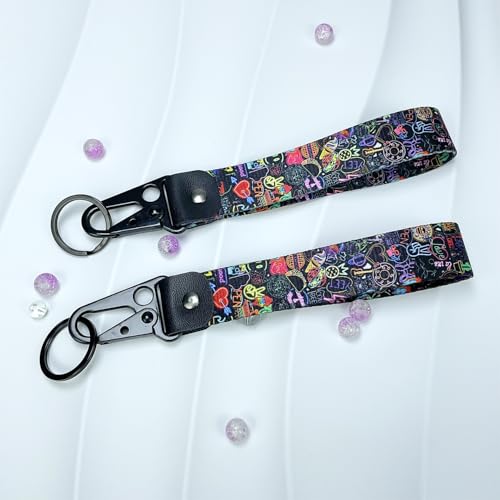 Image of 2Pcs Motorcycle Keychain Motorcycle Key Tag JDM Jet Tag Keychain Heavy Duty Wrist Lanyard Keychain for Car,Motorcycle