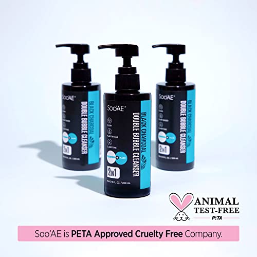 Soo'ae Black Charcoal Double Bubble Mask Cleanser -2 𝗶𝗻 1 𝗢𝘅𝘆𝗴𝗲𝗻 𝗕𝘂𝗯𝗯𝗹𝗲 𝗠𝗮𝘀𝗸 𝗮𝗻𝗱 𝗙𝗮𝗰𝗲 𝗪𝗮𝘀𝗵 Cleansing Foam Cleanser Double Cleanse Great For Men And Women, Charcoal Face Wash 200Ml #TOP7