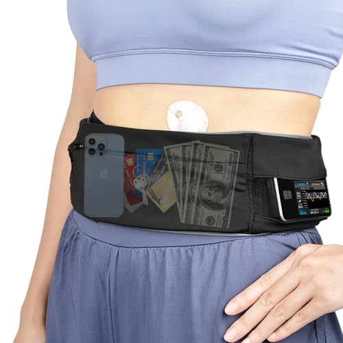 Insulin Pump Belt with Adjustable Waistband, Breathable & Skin-Friendly Diabetic Pump Holder, Large Capacity Pouch for Sleeping/Sports, Comfortable No-Buckle Design for Adult - L(32" - 46")