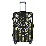 SWEET TANG Washable Luggage Cover Deer Camo Camouflage American Flag Hunting Black (1) Fashion Suitcase Protector Luggage