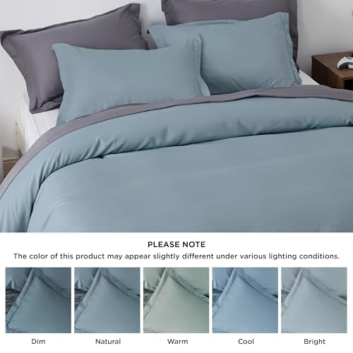 Image of Bedsure Duvet Cover Queen Size - Only Includes 1 Duvet Cover (90 inchx90 inch), Hotel Luxury Soft Double Brushed All Season Bedding for Kids & Adults, Zipper Closure, NO Comforter, Mineral Blue