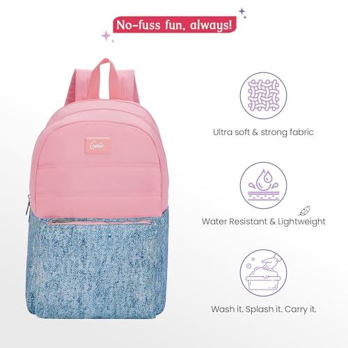 Image of Genie Casual Backpack for Girls |17 In-20 Ltr with Laptop Sleeve, Two Compartments and Trolley Sleeve with Padded Shoulders |Best for Books,Stationery,Lunch Box & Essentials