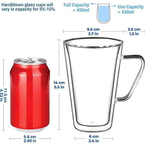 ecooe 2x450ml Doppelwandige Latte Macchiato Gläser Cappuccino Kaffeegläser – Ansicht 3