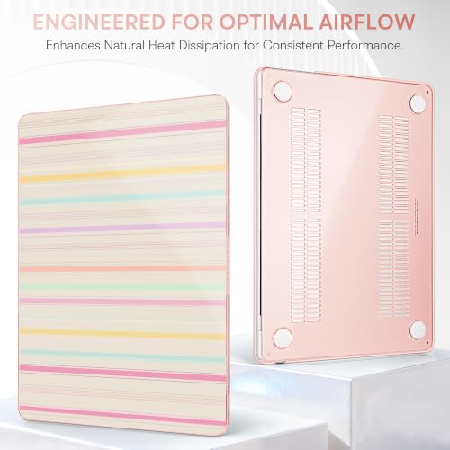 Image of Tuiklol for MacBook Air 13 inch Case M5 2026 M4 2025 M3 2024 M2 2022 Model | Number A3449 / A3240 / A3113 / A2681, Plastic Hard Shell Cover for MacBook Air 13.6 with Touch ID, Striped-Colorful