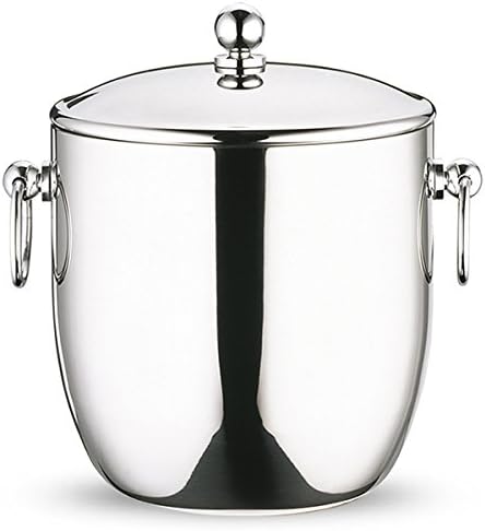 Elia Curved Double Wall Ice Bucket with Tongs 1.3 Litre - Stainless Steel Ice Pail