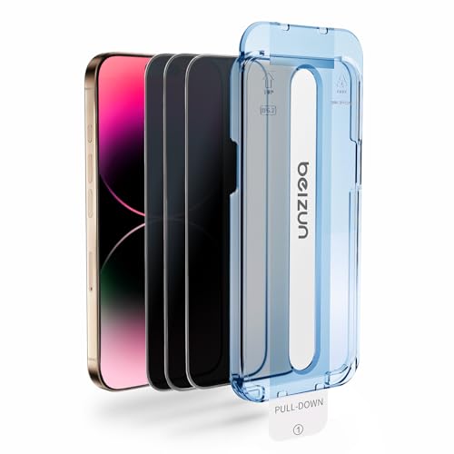 Image of Beizun for iPhone 14 Pro Max Anti-Spy Privacy Screen Protector [3-Pack], 9H Military-Grade Tempered Glass, Auto-Install Kit, Edge-to-Edge Case Friendly