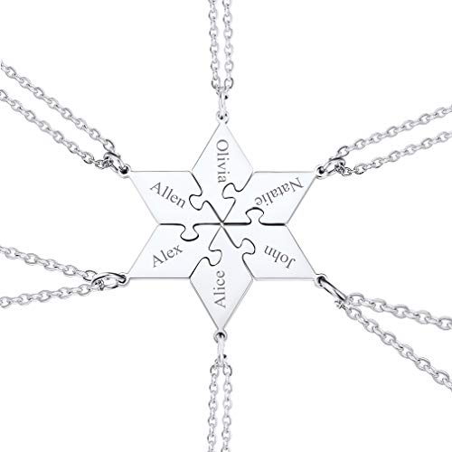 Custom4U Personalized Gold BFF Necklace for 3 Pcs Split Heart Matching Friendship Couple Necklaces 14k Gold Plated 925 Sterling Silver Pendant Custom Gifts for Best Friend Women 2.1-Rhombus-