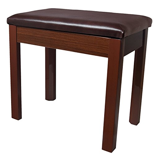 ChromaCast Padded Wooden Piano Bench, Walnut