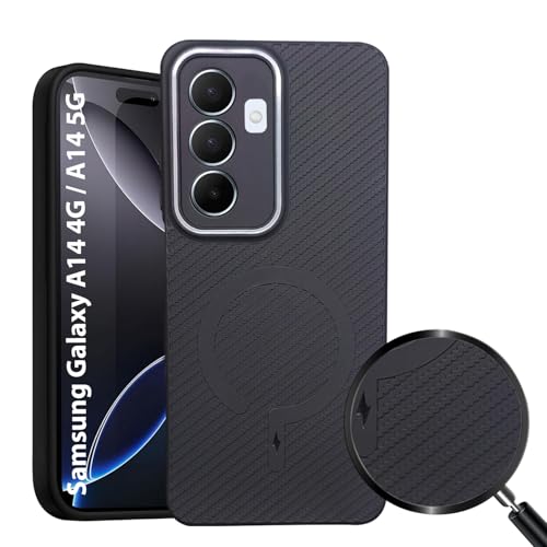 Image of LIRAMARK Rugged Carbon Fibre TPU Armor Silicone Back Cover Case for Samsung Galaxy A14 4G / A14 5G