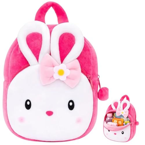 Image of Cartoon Plush Kids School Bag 2-6 Years | Soft Toy Backpack for Boys & Girls | Toddler Nursery Preschool Bag | Lightweight Adjustable Straps
