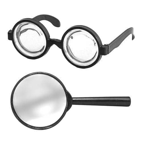 HDGSAFD 1 Pièce De Lunettes Rondes Et 1 Pièce De Loupe en Acrylique, Lunettes Amusantes, Loupe À Main, Accessoires De Jeu De Rôle