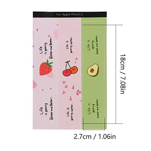 VILLCASE 3Pcs Compatível para Lápis de Maçã 2 Caneta Stylus Capa Completa de Bonita de Frutas Estile
