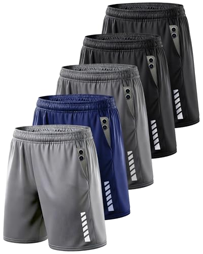 TEEPIRE Men's Athletic Shorts with Pockets and Elastic Waistband, Quick Dry Activewear Workout Short for Gym, Running
