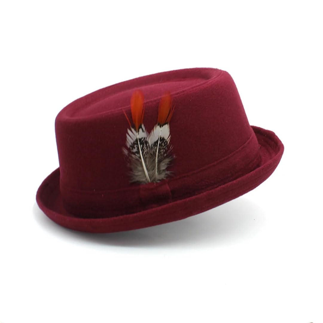 Cappello classico da uomo e da donna, in misto lana e piuma, stile street style