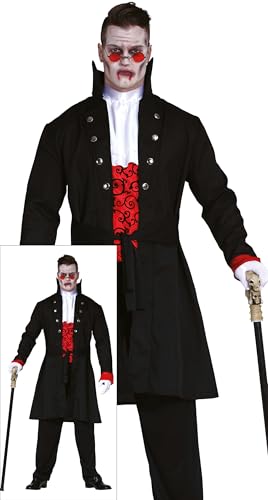 FIESTAS GUIRCA Disfraz de Vampiro Gótico para Hombre - Disfraz de Vampiro Rojo - Disfraces de Halloween para Hombre Talla Adulto XL