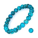 DAZCOLO 8mm Natural Gemstone Stretch Bracelet, Handmade Unisex Crystal Bracelets for Meditation, Yoga, Spiritual Healing & Positive Energy (Blue Magnesite Turquoise)