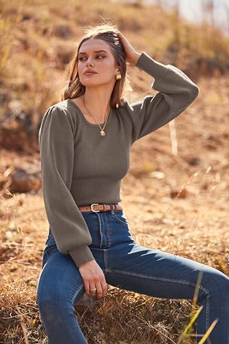 Image of MASCOMODA Womens Puff Long Sleeve Ribbed Sweater Bodysuits