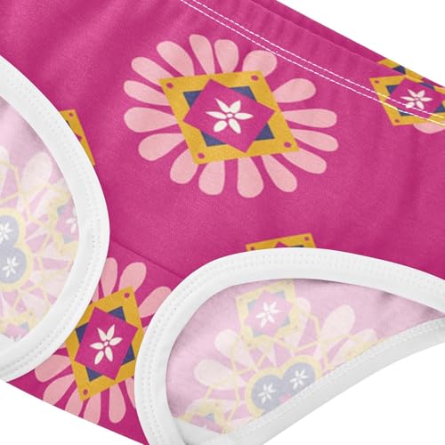 Girls' Underpants Kids Cotton Underwear Panties Briefs For Girl Age 2-8 Years Red Color Floral Flower Pattern4