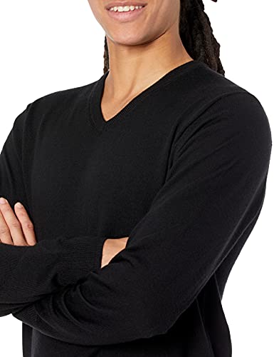 Goodthreads Men's Lightweight Merino Wool V-Neck Jumper (Available In Tall), Black, Large #TOP2