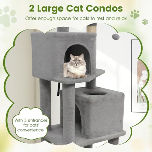 Árbol para Gatos Moderno de 57 pulg. con 2 Condos y Rascadores miniatura 3