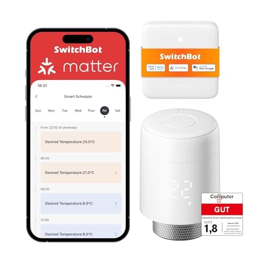 SwitchBot Smart Heizkörperthermostat Matter Combo, Bluetooth-Thermostat mit App&Zeitplanung, Energieseinsparung, Einfache Installation, kompatibel mit Alexa, Apple Home&Home Assistant