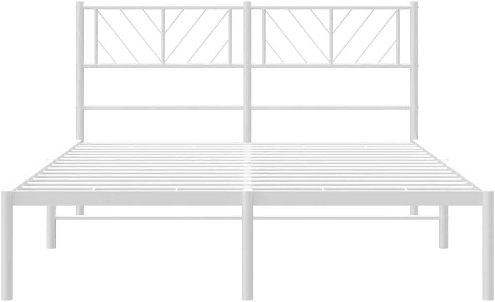 Front view of the vidaXL Robust White Metal Bed Frame