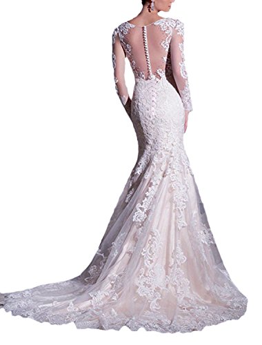Robe de mariée à manches longues dentelle blanche 48 longue pour cérémonie mariage