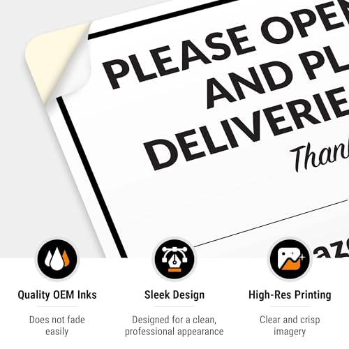 Image of Package Delivery Sign, Delivery Instructions Open Gate and Leave Delivery Inside Sign, 10x7 Inches, 4 Mil Vinyl Decal Stickers Weather Resistant, Made in USA