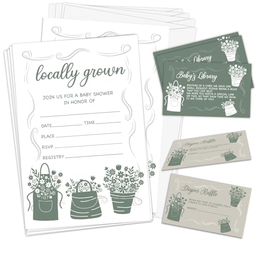 NSHIFMO 100 Pcs Locally Grown Baby Shower Invitations for Boy & Girl by NSHIFMO - Used condition - US$12.01