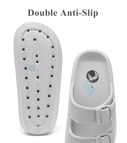 Image of Haifago Cloud Slide Sandals for Women Comfort Recovery Pillow Sandal, Lightweight House Bathroom Shower Slippers Adjustable Double Buckle Platform Slide