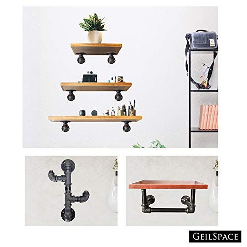 GeilSpace Floor Flange, Malleable Iron Pipe Fittings - Vintage DIY Industrial Shelving, Industrial Decor, Furniture DIY (1/2\", Grey)