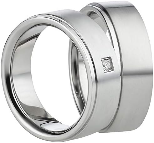 Jewellery Depot Wedding Rings Partner Rings Engagement Rings Stainless Steel with Zirconia + Engraving Proposal Rings Wedding Rings