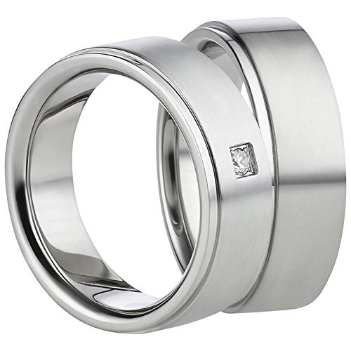Jewellery Depot Wedding Rings Partner Rings Engagement Rings Stainless Steel with Zirconia + Engraving Proposal Rings Wedding Rings