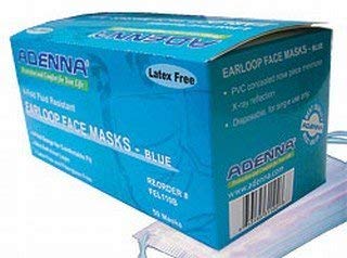 Adenna Fel110B Earloop Face Masks, 3-Ply, 4 Fold, Blue, 50 Count (Pack of 10)